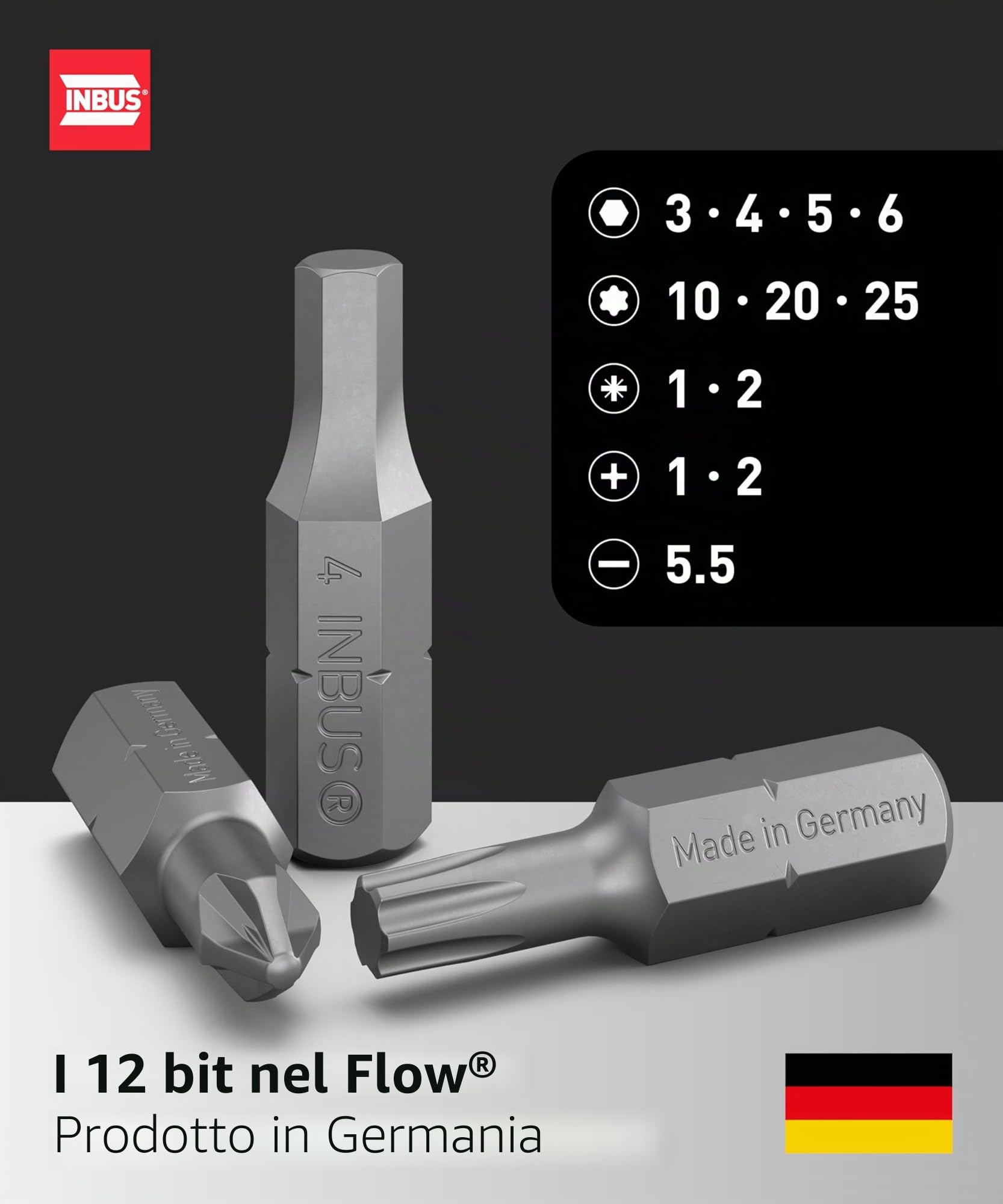 INBUS® Cacciavite Flow® incl. 12 inserti (Made in Germany) | (ID: 73424)