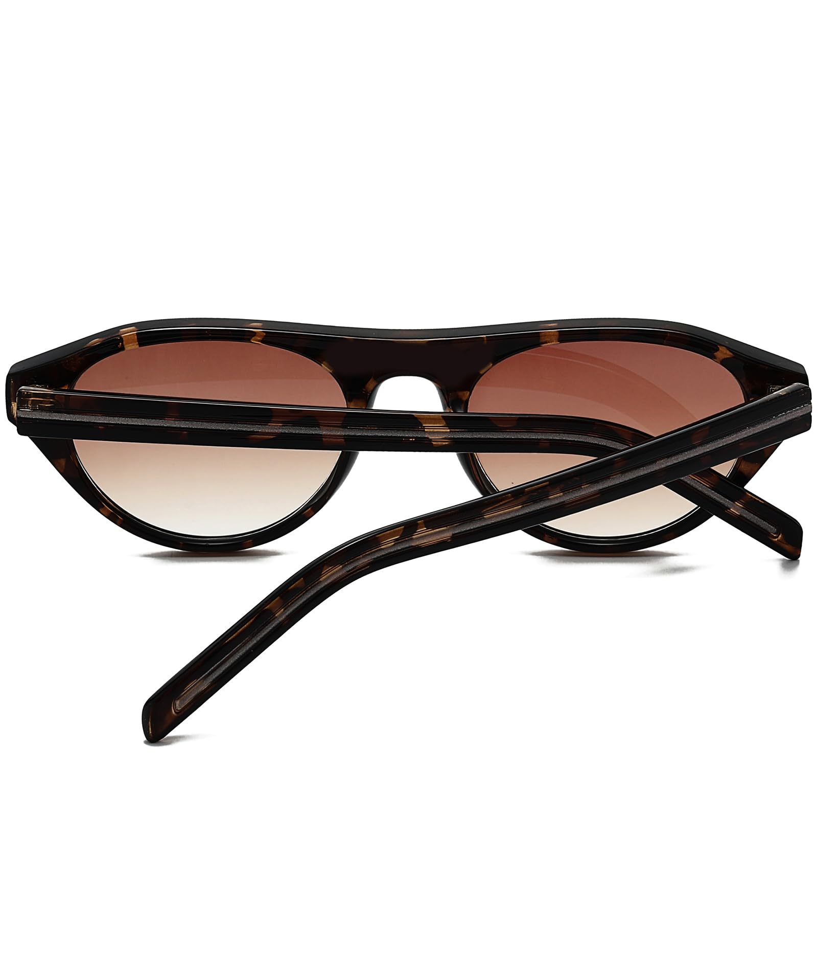 EYLRIM Occhiali da sole ovali in stile retrò con occhio di gatto, unisex, alla moda, con parte superiore piatta e sottile, protezione UV400