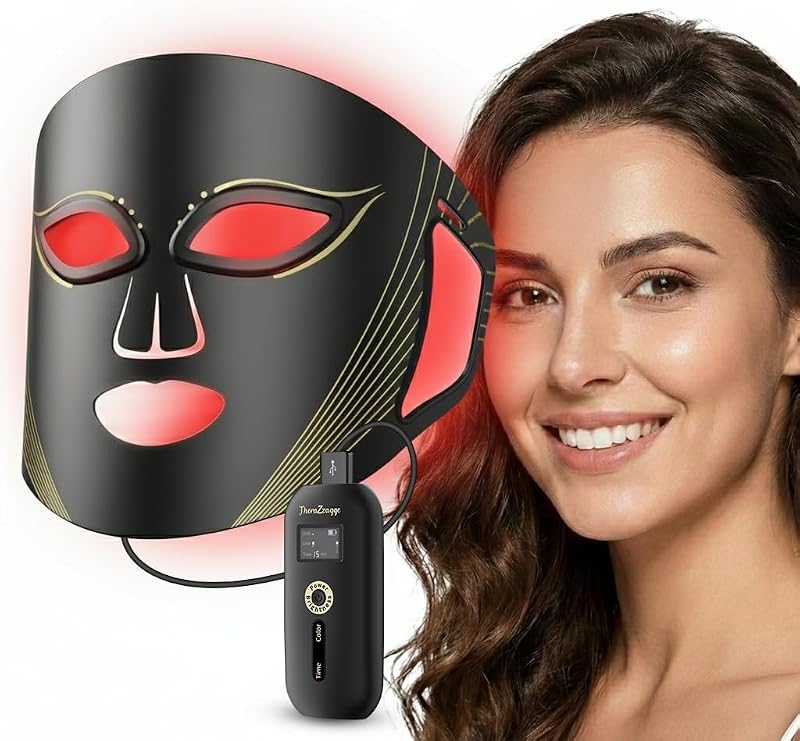 Red Light Therapy for Face, Near-infrared Led Face Mask Light Therapy with Remote, 3 Modes, 850nm Red Light Mask with Timing Function, Portable Led Light Therapy At Home 180 LED Beads