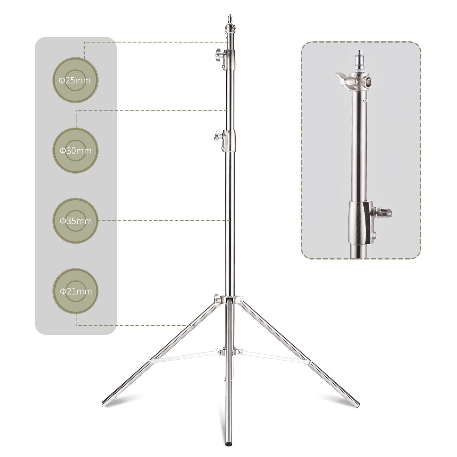 Supporto Illuminazione, Andoer Supporti per Treppiede Luce in Alluminio 280 cm con Vite da 1/4 Pollici e 3/8 Pollici per Studio Kit Luci Fotografiche Scatole Luce