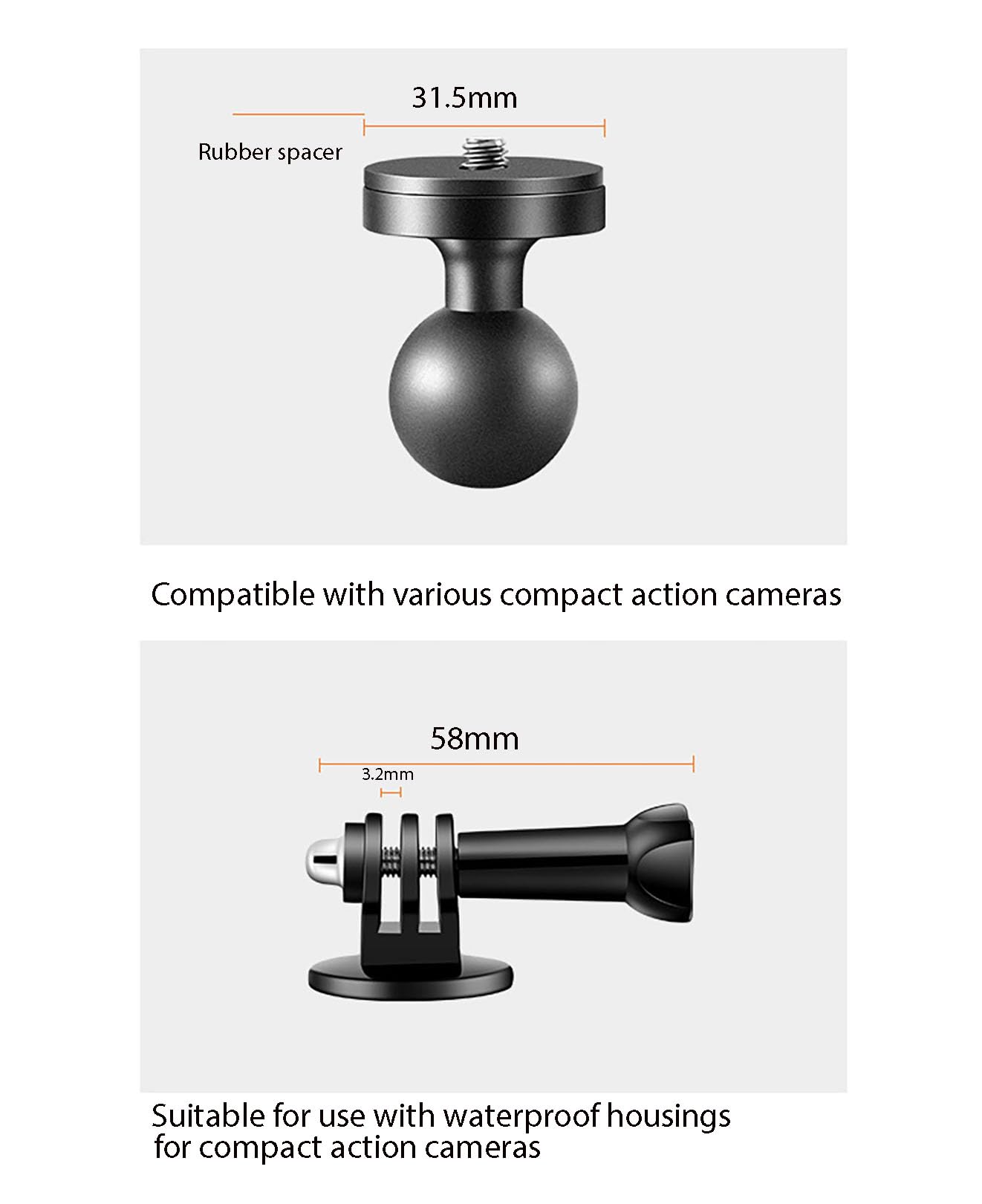 Soporte de manillar de motocicleta con rotación de 360 grados para cámara de acción, aleación de aluminio con rótula, abrazadera universal para cámara de bicicleta