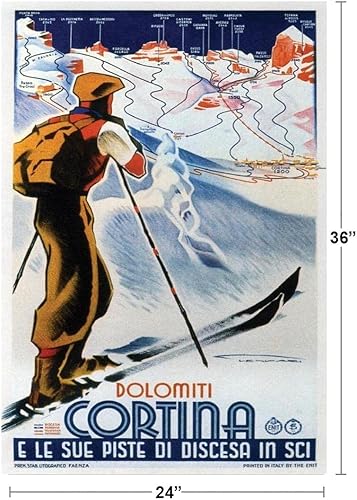 Miniatura 5 de Dolomiti Cotina Esquí Esquí Vintage Ilustración Viajes Art Deco Vintage French Wall Art Nouveau 1920 Publicidad Francesa Póster Vintage Impresiones