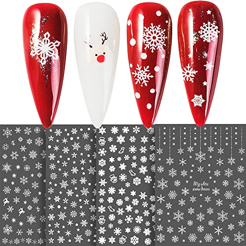 Snowflake Nail Art Sticker Decal Set, 3D Self Adhesive Nail Stickers, Christmas Nail Stickers, Snowflake Nail Art Decals, Nail Art Stickers For Nail Art Design, Nail Stickers For Girls, Diy Nail Art Decoration Accessories Decals For Nail Salon… #TOP1