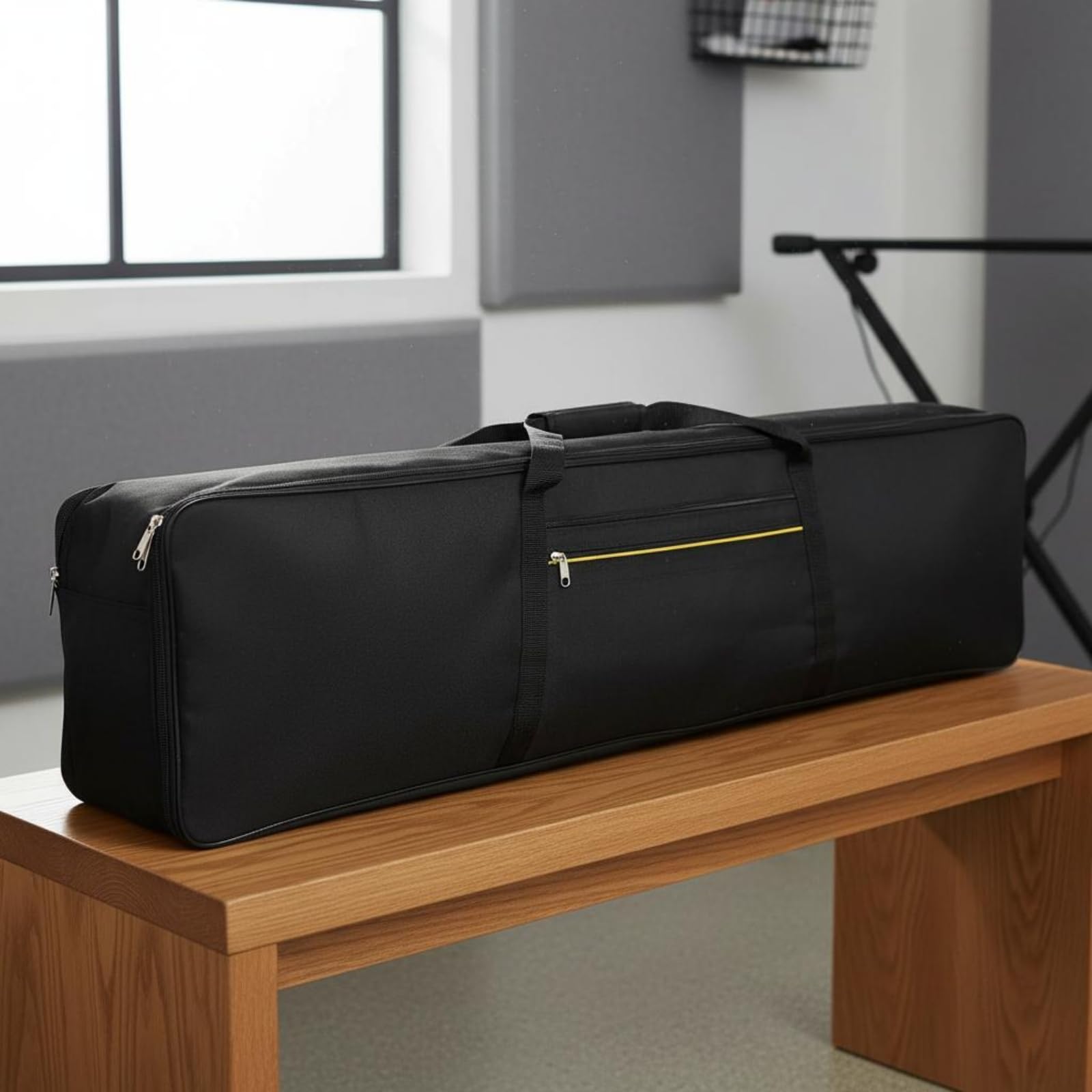 F Fityle Funda para Teclado Eléctrico de con Correa Ajustable y Asa Acolchado Espuma Material Oxford Adecuada para Uso Escolar Profesores Conciertos Viajes, Acolchado