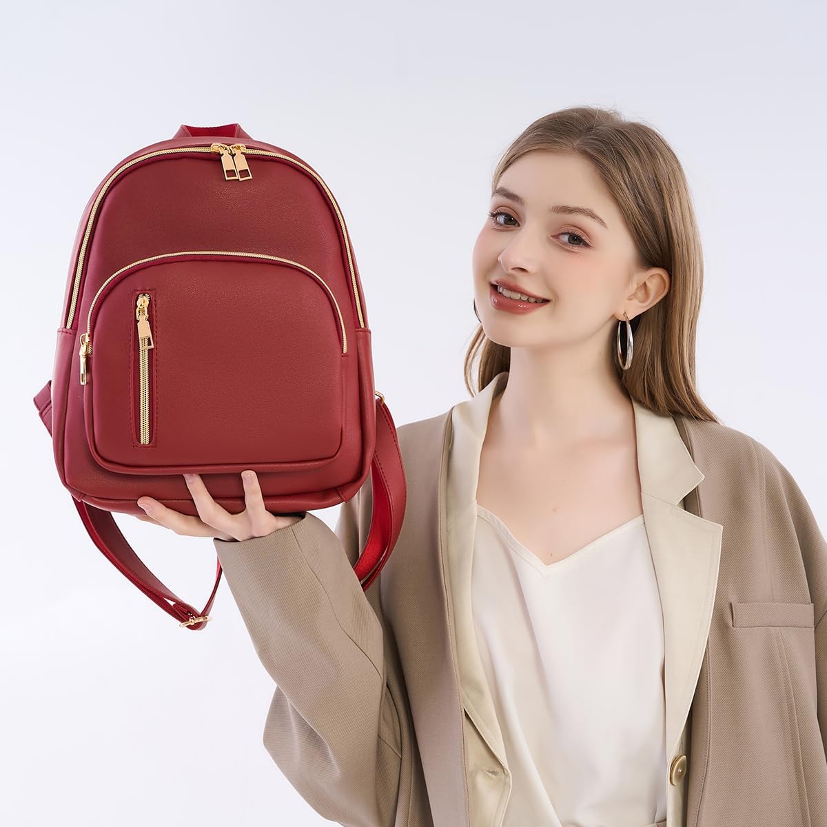 Women Mini Backpack Purse PU Leather Anti-theft Backpack Ladies Fashion Casual Travel Daypack Rucksack - Image 2