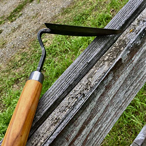 Truly Garden Sickle Style Hand Weeder Tool with Thick Leather Sheath and Sharpening Stone