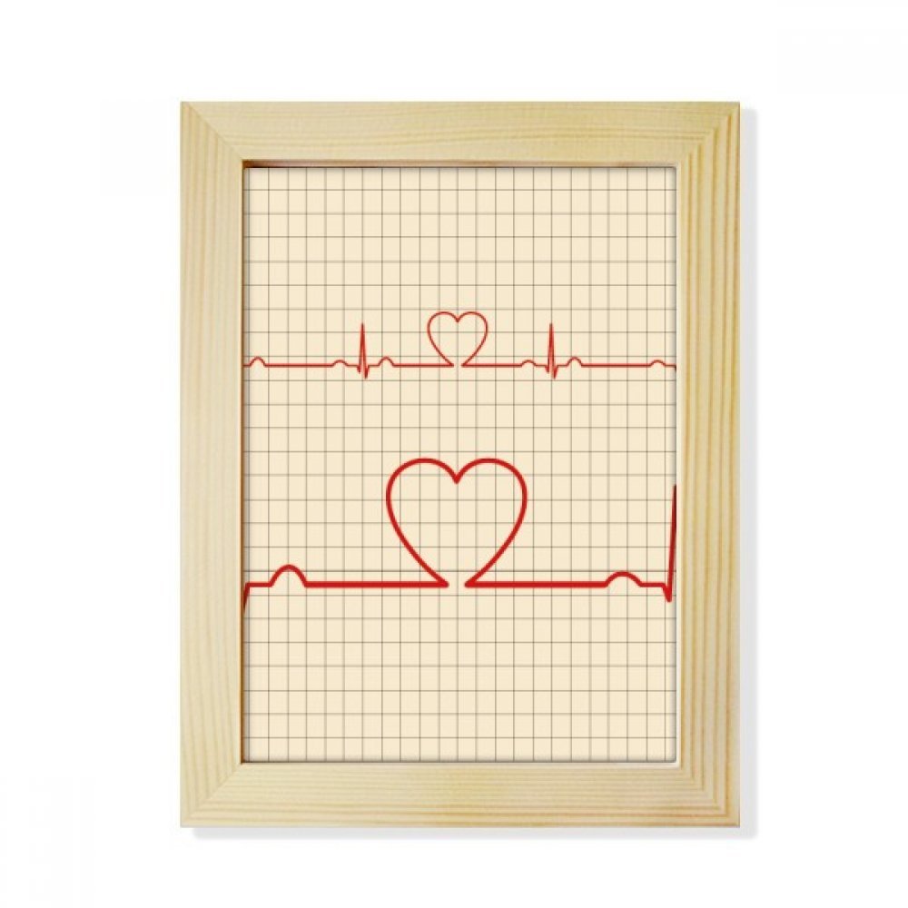 Marco de fotos de madera 6x8 con diseño de electrocardiograma para mesa