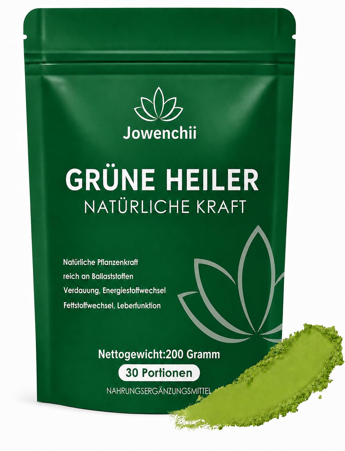 Grüne Entgiftungspulver Superfood Pulver, 200 g – Grüne Pflanzenmischung Helfer mit Matcha, Gerstengras, Spirulina, Chlorella für Verdauung, Energiestoffwechsel, Leberfunktion – 30 Portionen