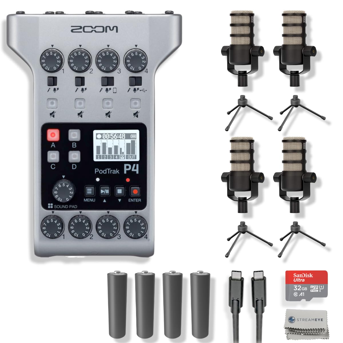 Amazon.com: Zoom PodTrak P4 Grabadora portátil de podcast con 4