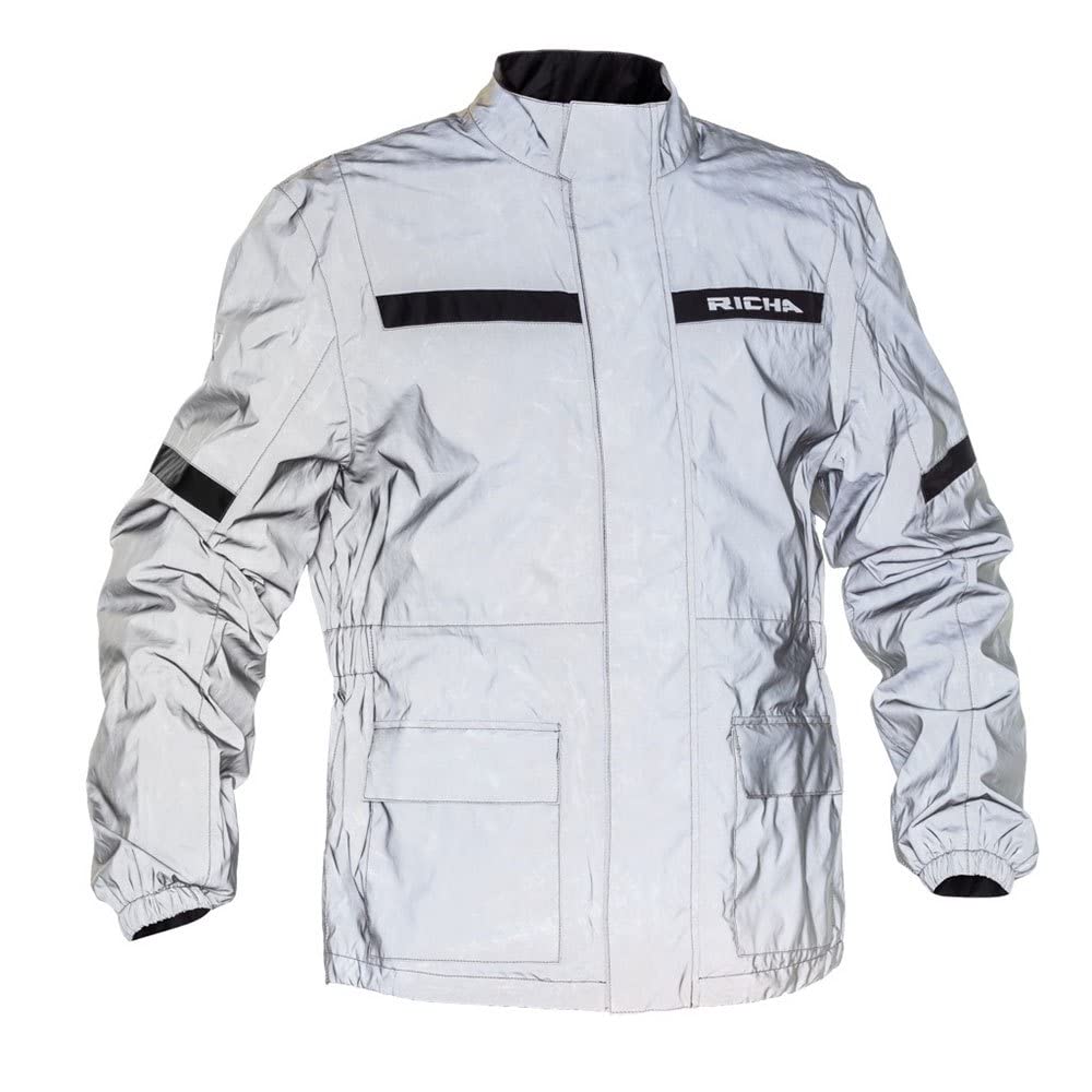 Richa Reflective White Rain Flare Reflective Motorcycle Over Jacket M