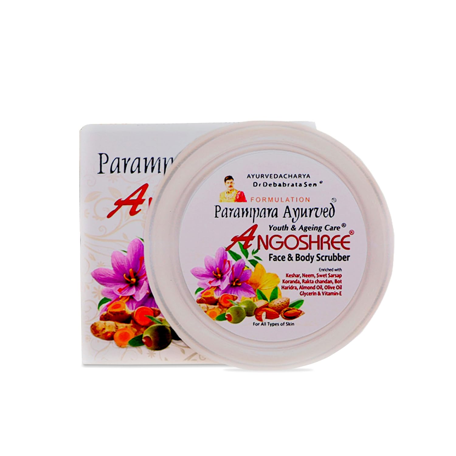 Parampara Ayurved Angoshree Face & Body Scrubber | Exfoliating Cream Scrub with Red Sandalwood Neem Kesar Vitamin E Aloe Vera & Almond Oil | Removes Dead Skin Cells Tan & Blackness | 100g | Pack Of 2-image-47