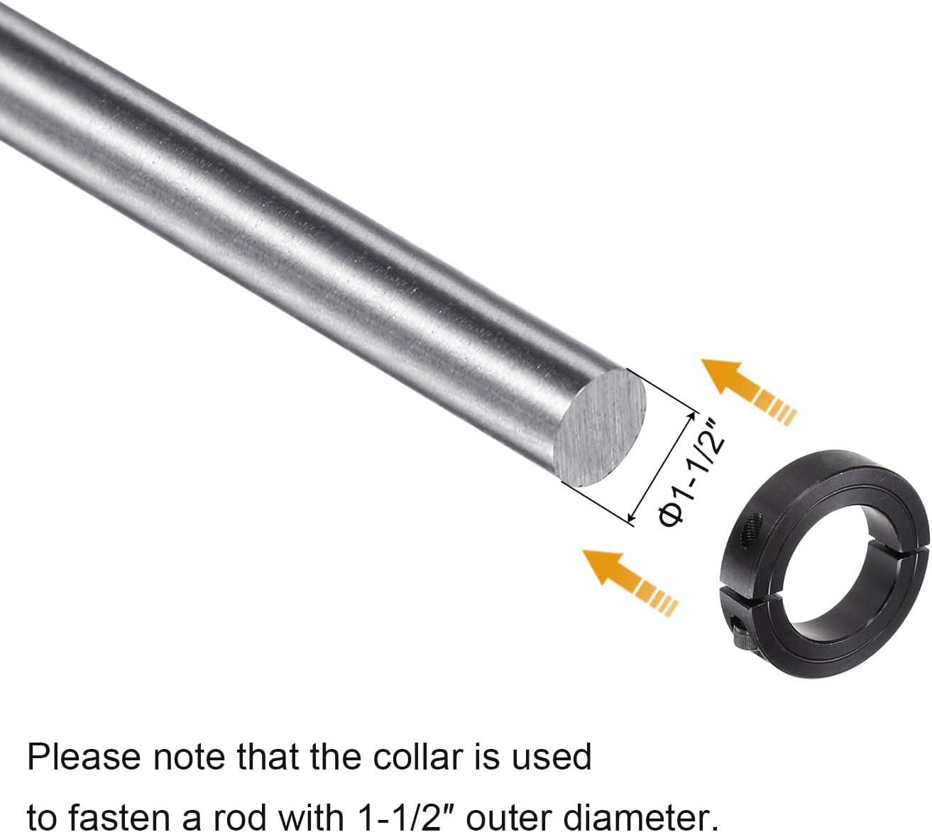 HARFINGTON 2pcs Shaft Collars for 1-1/2" ROD, 2-3/8" OD, 9/16" Width, Black Oxide Plating, Double Split Axle Clamp-On Collar Clamping Collar with Set Screw