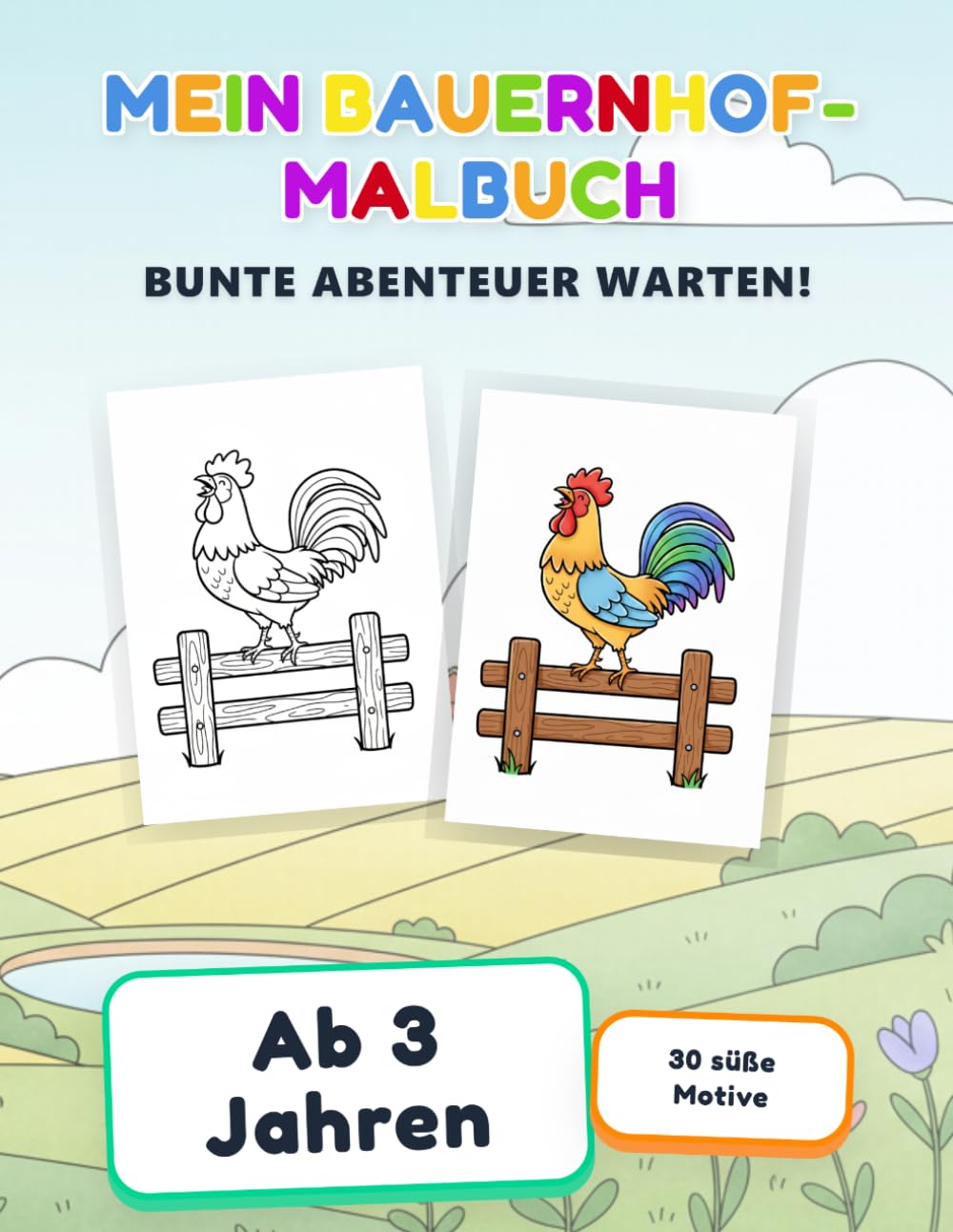 Mein Bauernhof-Malbuch: Malbuch für Kinder ab 3 Jahren | Bauernhof-Motive zum Ausmalen | Malbuch für Jungen und Mädchen