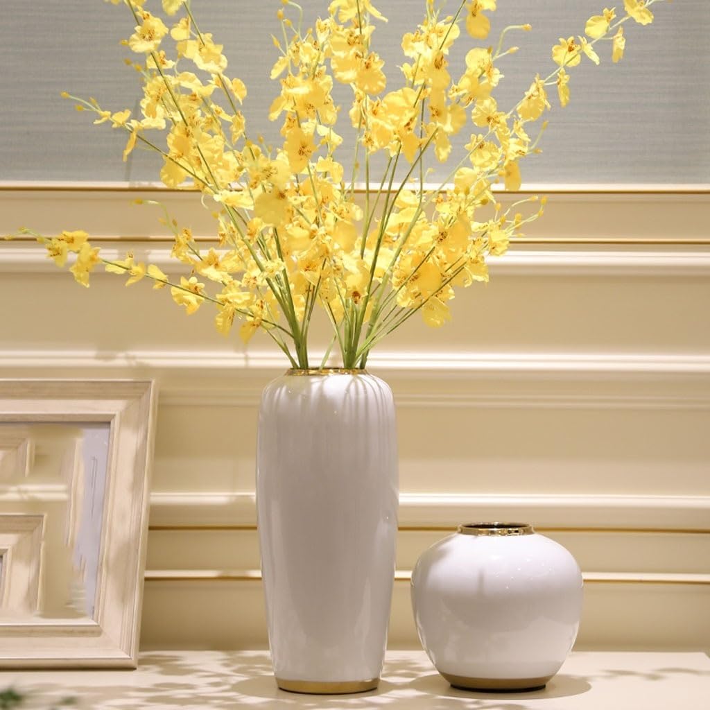 Vase à Fleurs Vase Rond en céramique, Meuble TV, Table à Manger, Maison, Salon, décoration de Fleurs séchées, Arrangement de Fleurs, Vase d'ornement Vases