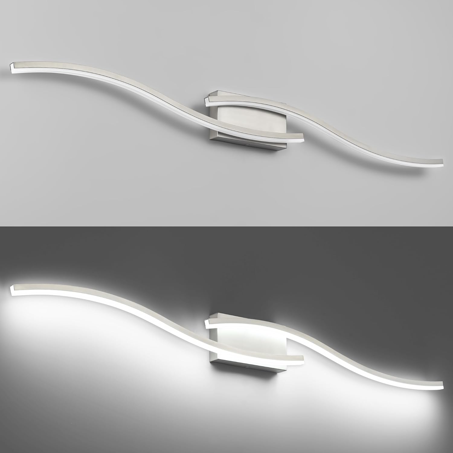 PRESDE 48 Inch LED Bathroom Vanity Light Bar, Modern Brushed Nickel Wall Lighting Fixture Over Mirror Dimmable