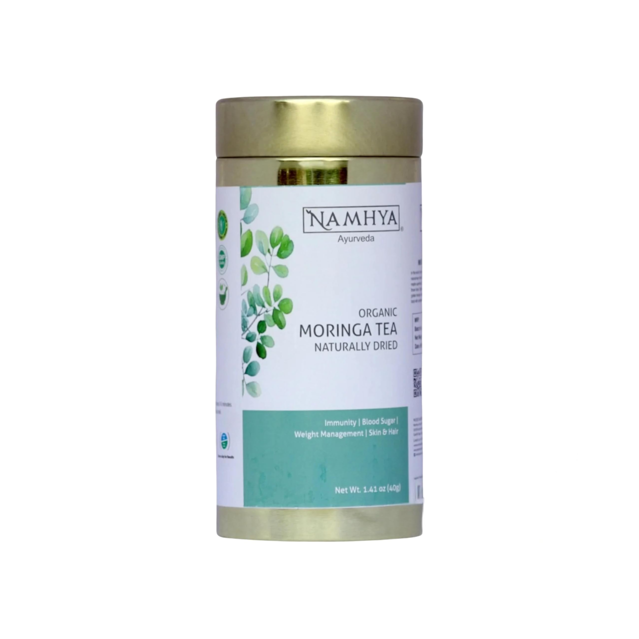 Namhya - Moringa Herbal Tea Bags - 20 Tea Bags (20 Cups) - Boosts Immunity, Energy, Digestion, Regulates Sugar - Moringa - Natural, No Preservatives - Balances Vata, Pitta, Supports Skin & Metabolism
