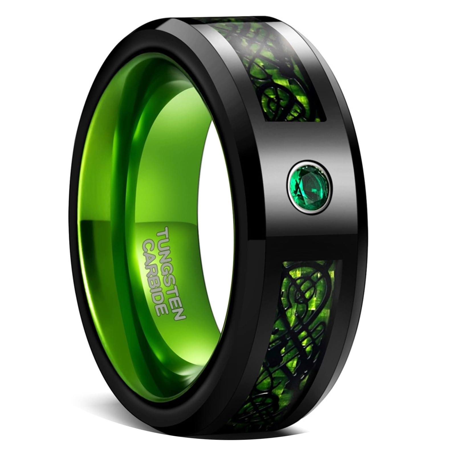 Anillo de Tungsteno para Hombre 8 mm, Anillos Grabado Personalizado 14 a 30