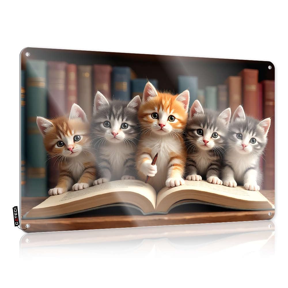 Sujd Colour Cute Kittens Reading A Book. Best Man Gift Cute - Decore Farmhouse Signs Wall Art Decoration(30X40cm)