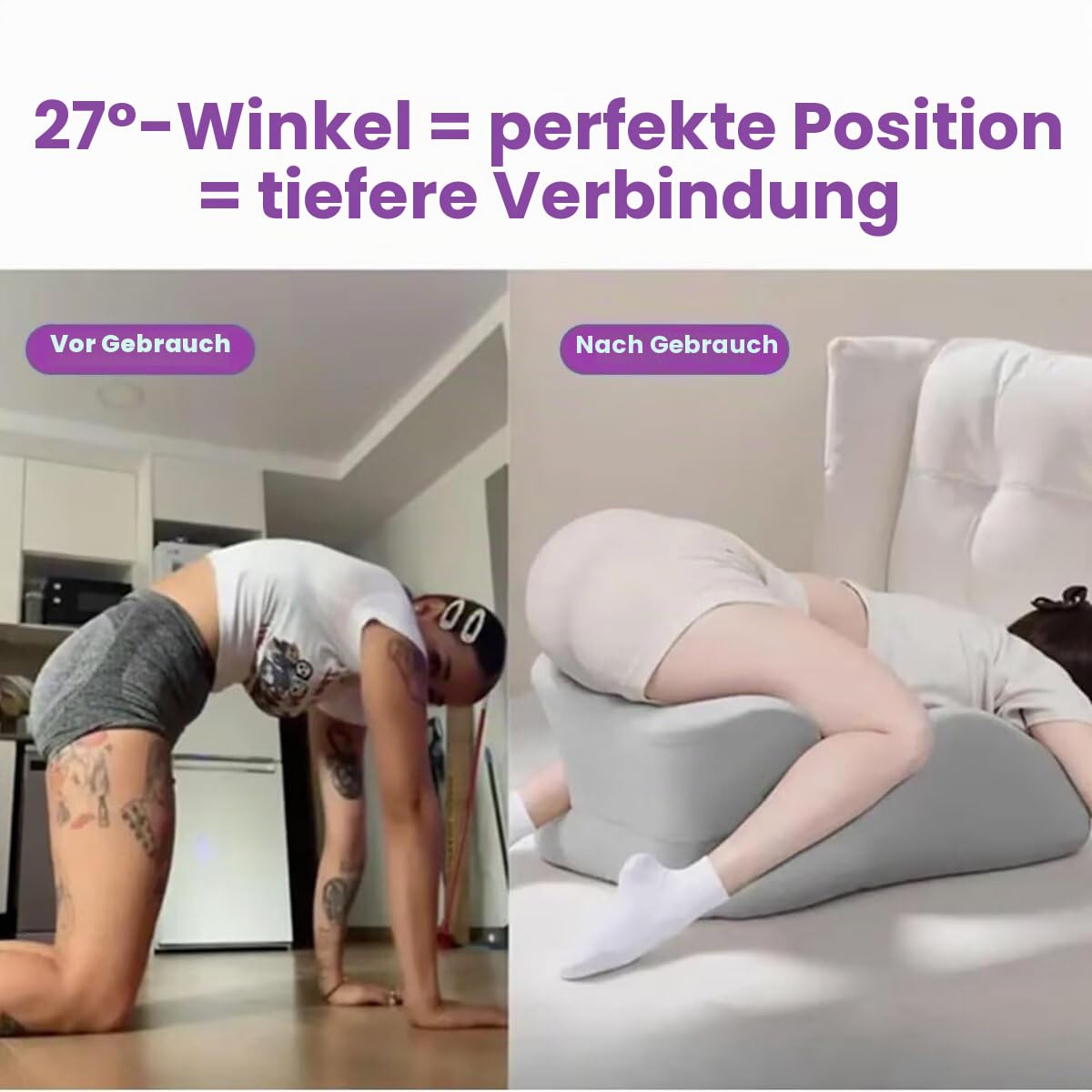 Generisch Memory Foam Kissen, 27° Winkel Kissen für Intimität, Ergonomisch aus Memory Schaum, Waschbarer Bambusbezug, Wirbelsäule und Rücken, ideal zum Sitzen und Liegen (Grau)