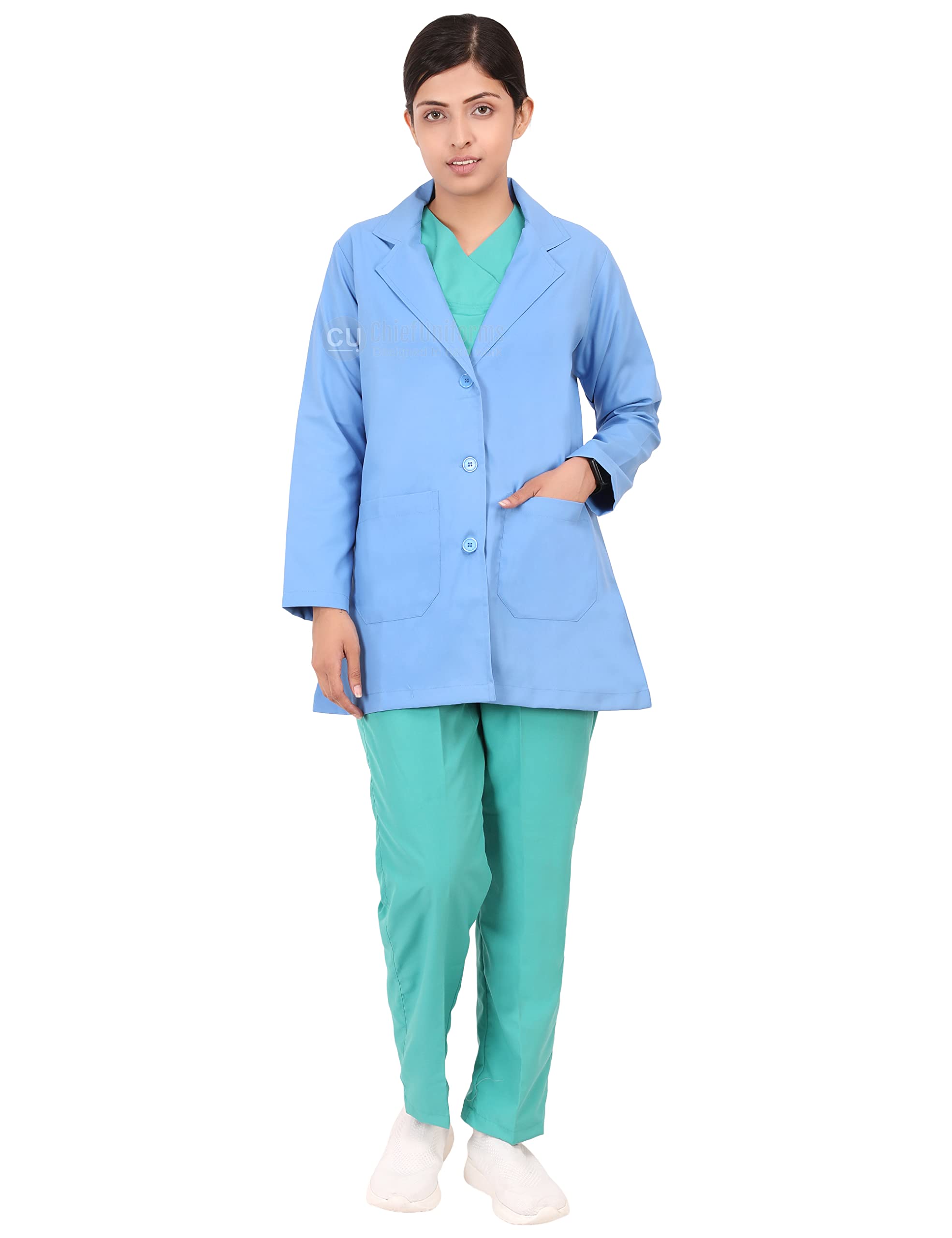 Proexamine Surgicals Doctors Apron Lab Coat Full Sleeves for Women/Female (40-L, Ocean Blue) (B09TPHC9G8) Amazon Price History, Amazon Price Tracker