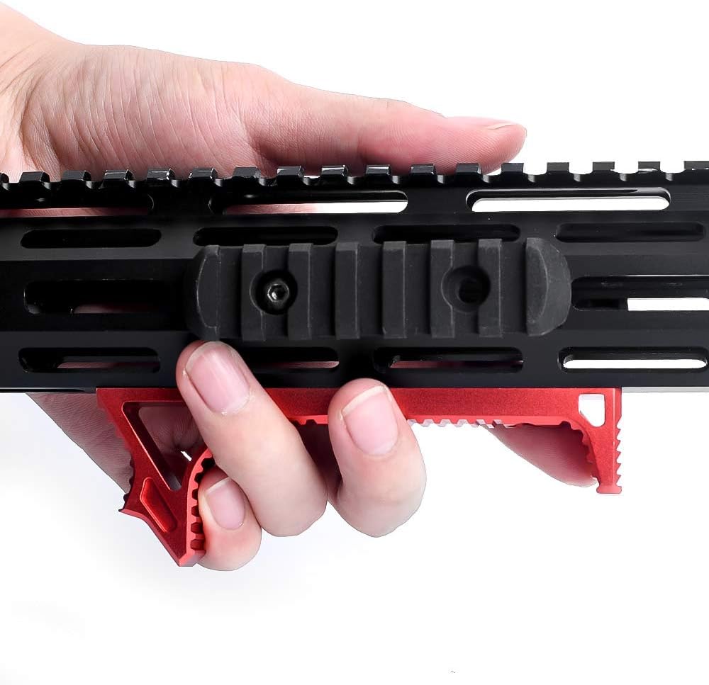 SBGJMY Tactical Mlok Foregrip Aluminum Link Curved Angled Hand Stop Front Grip Foregrip for Mlok Handguard System (Red) - Image 3