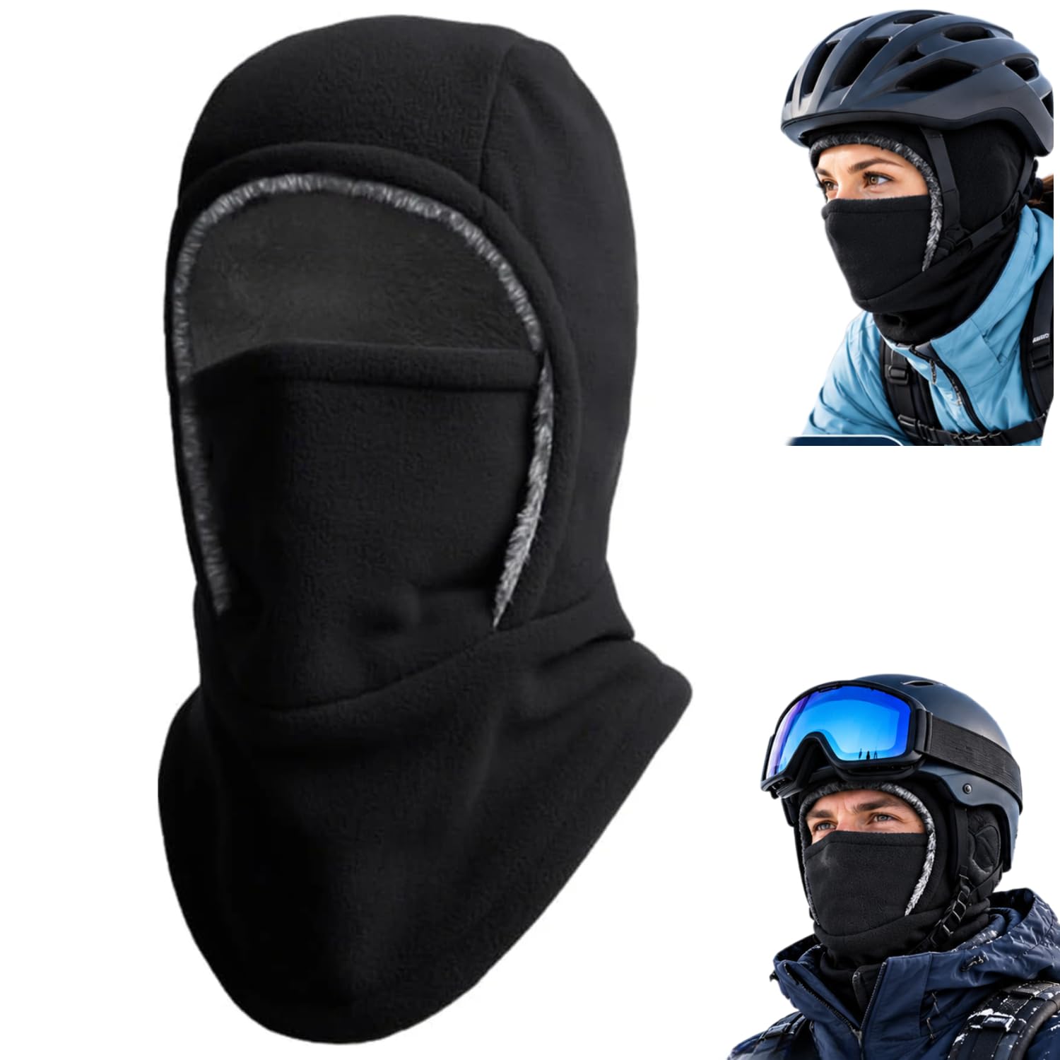 skylix Fleece Balaclava Ski Mask for Men and Women, Winter Face Cover with Hood and Exten…