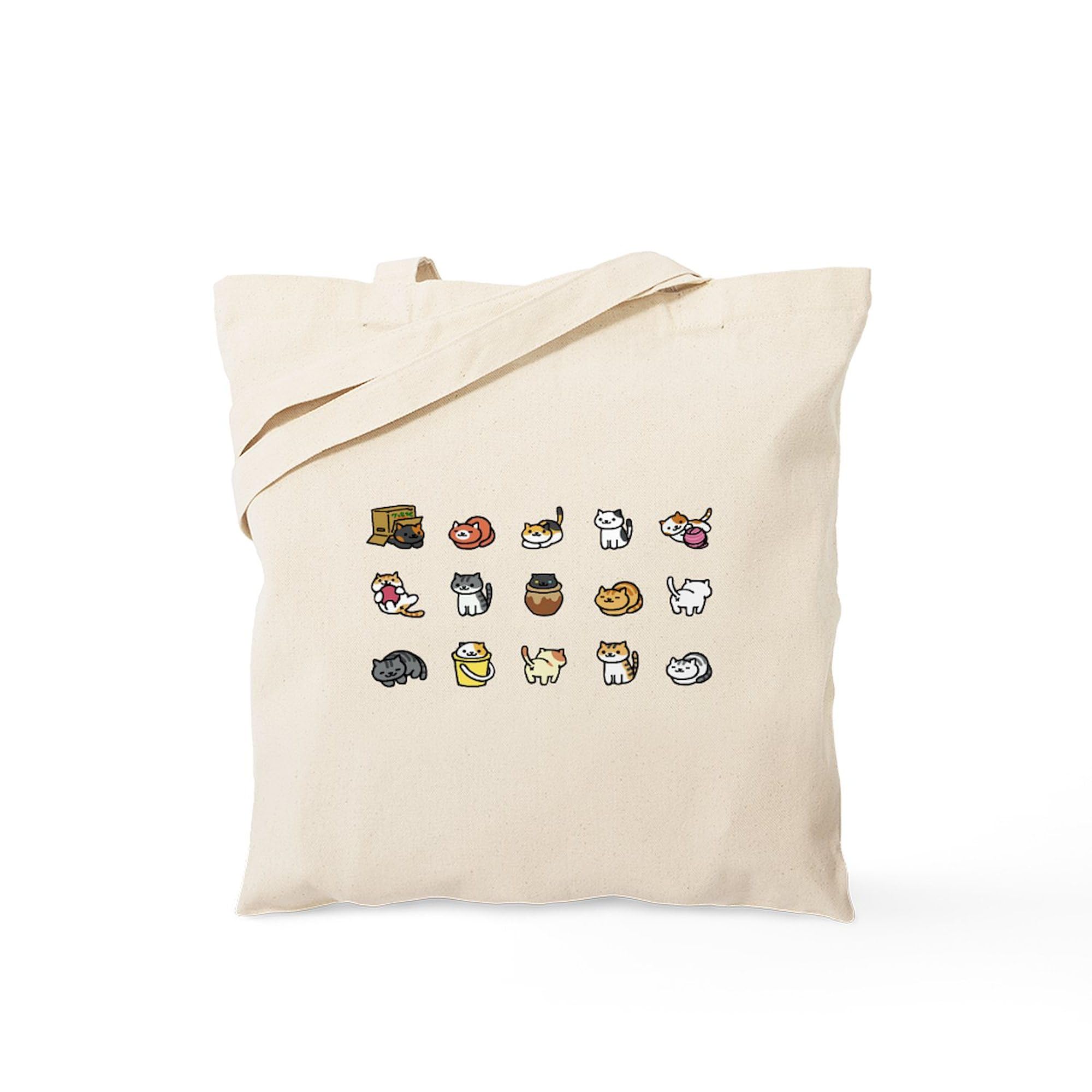 CafePress Neko Atsume Tote Bag Reusable Natural Beige Canvas Shopping Bag