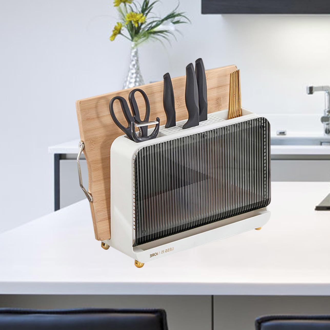 Multi-function Kitchen Organizer for Cutting Boards and Utensils Elegant White Design Holder for Chopsticks Spoons and Forks Space-saving for Home Decor