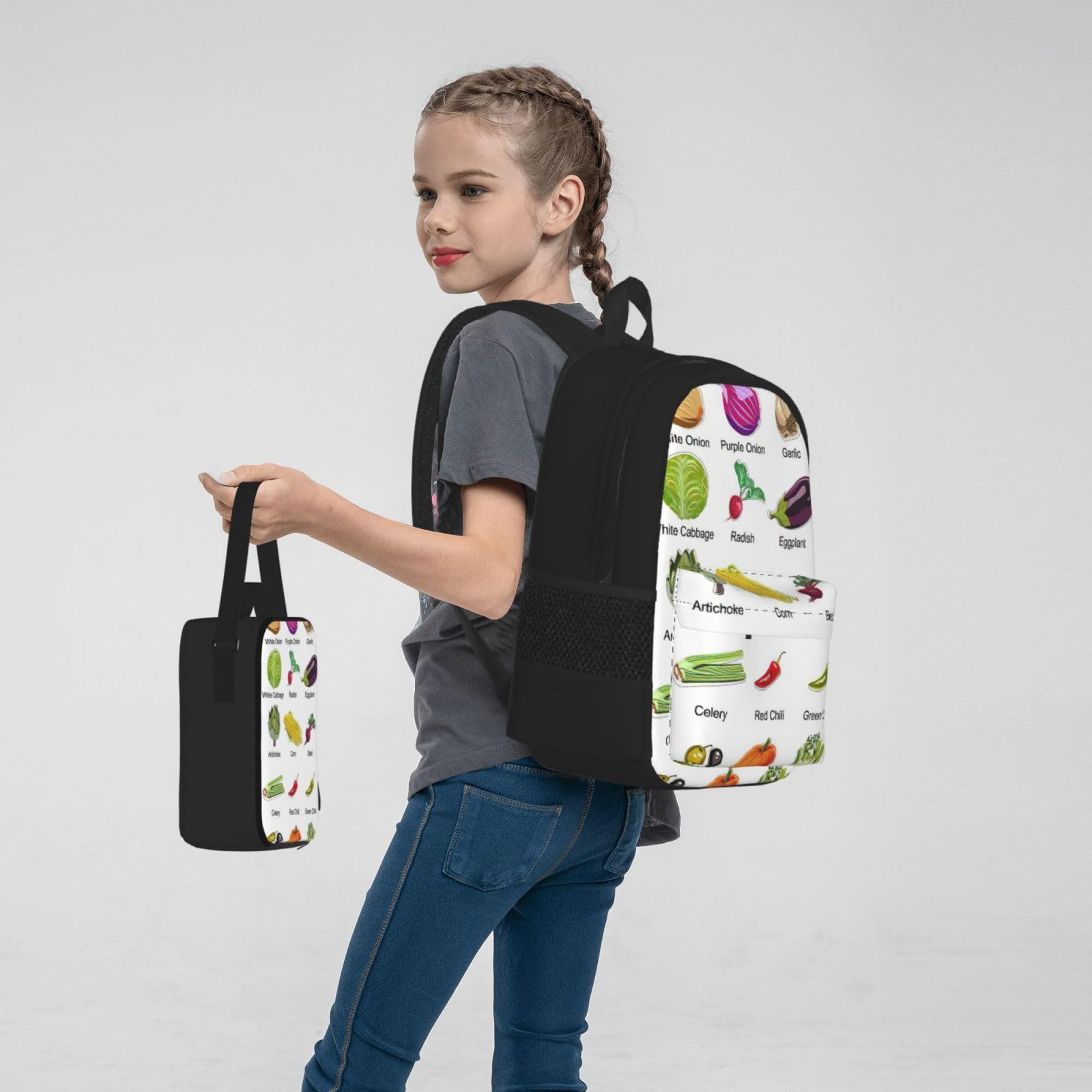 Zaino, borsa portapranzo, astuccio, set da 3 pezzi, per lavoro e