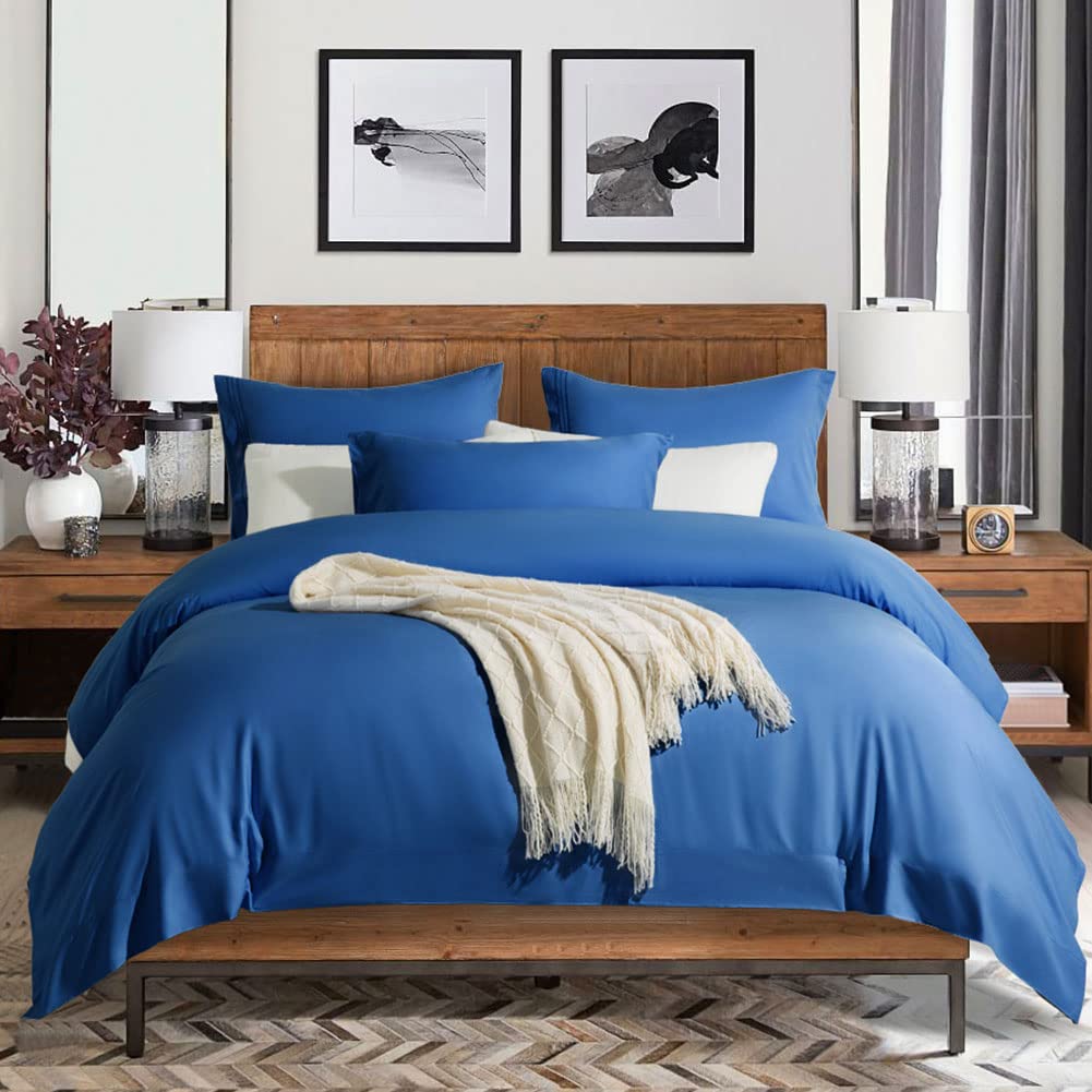 SONORO KATE Set di lenzuola in microfibra super morbida, 1800 fili, lussuose lenzuola egiziane con tasca profonda 40 cm, 4 pezzi (queen size, blu navy)