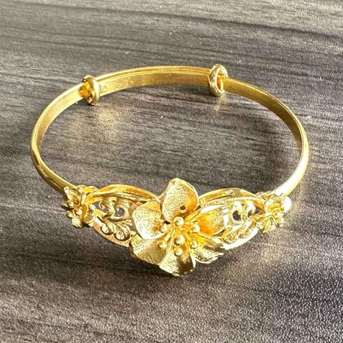Fashion 18K Gold Plated Flower Pattern Adjustable Band Cuff Bracelet3