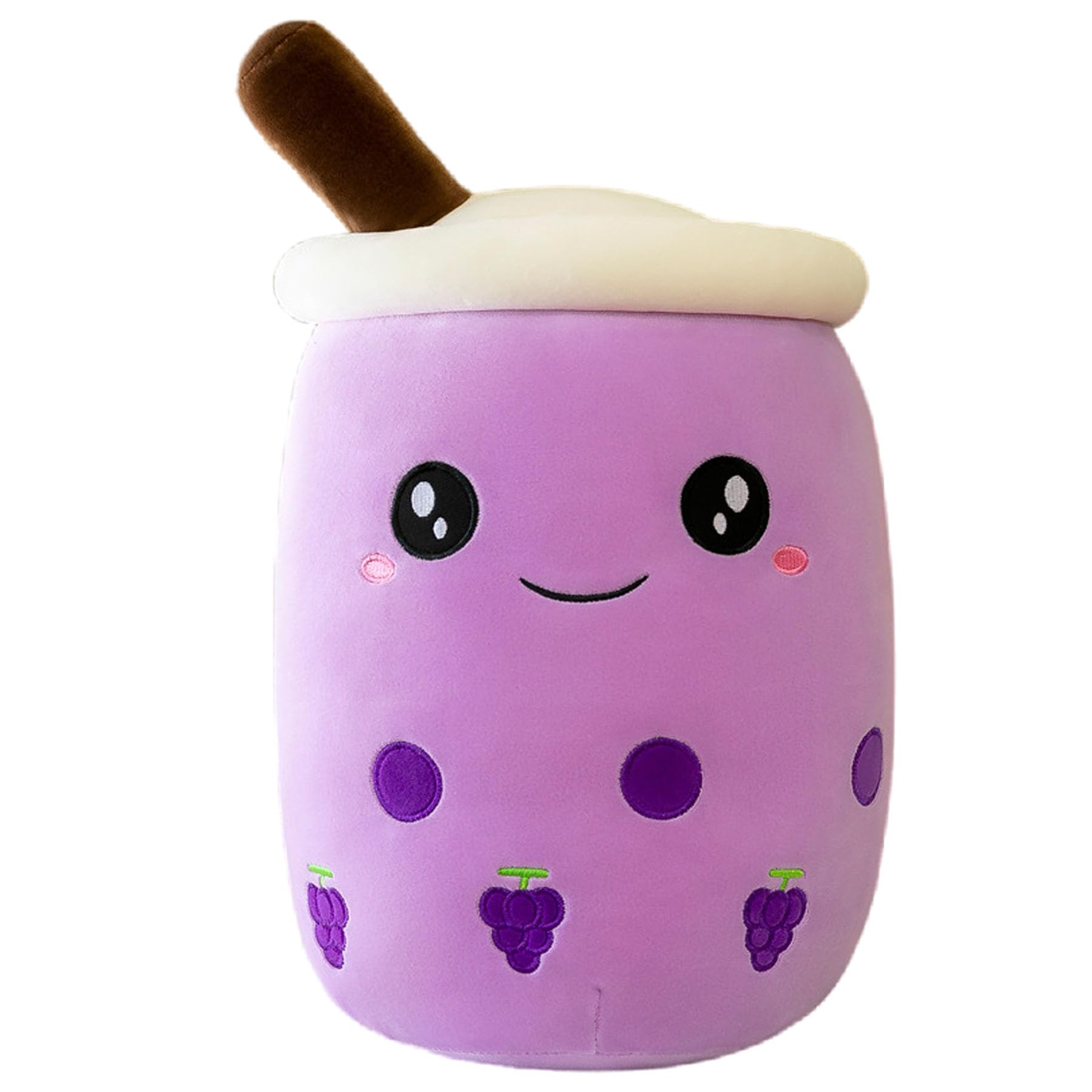 BAIYSFFG Cute Cartoon Boba Milk Tea Soft Plush Doll, Giant Boba Bubble Plushie Stuffed Tea Cup Pillow Gift Toys(Brown,25CM) (Purple-24cm)