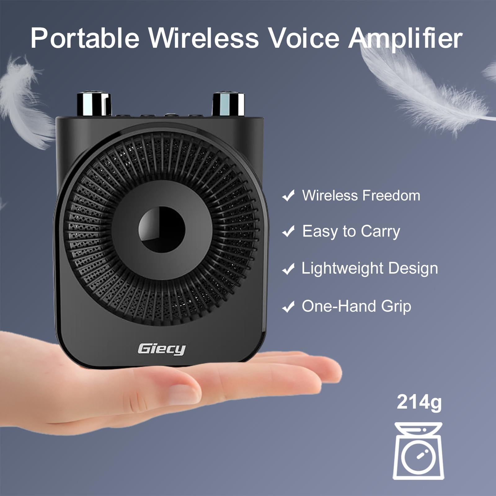 Amplificatore Vocale portatile con Microfono Cuffia Wireless UHF, Ricaricabile 2600mAh, Batteria a Lunga Durata, Mani Libere per Insegnanti, Guide Turistich, Attività all'Aperto