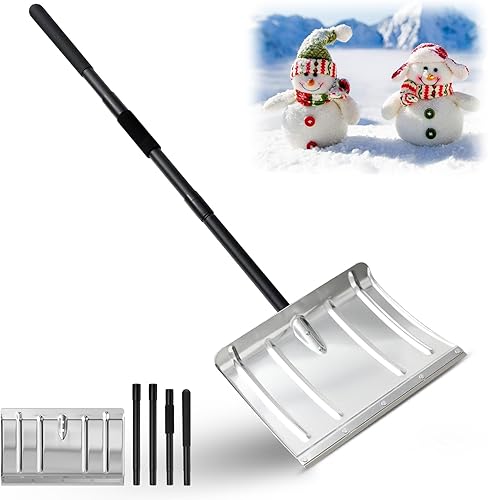 Palas de nieve para entrada de 5468 pulgadas para eliminación de nieve de aluminio resistente portátil pala desmontable para maletero de coche,