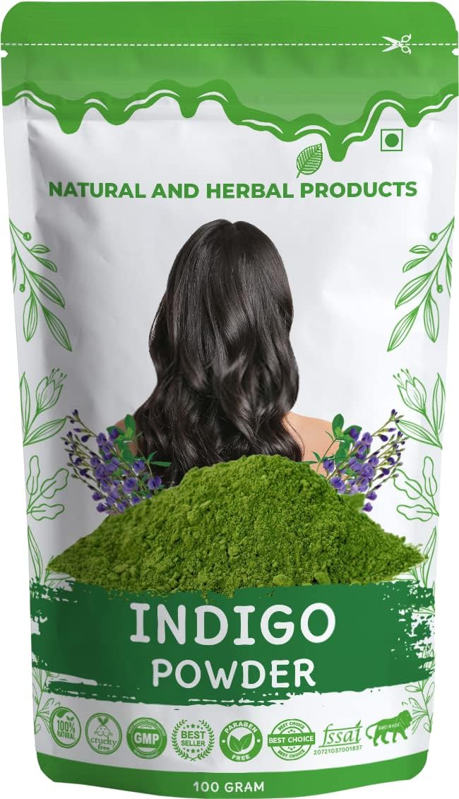 Indigo Powder For Hair Black Organic, Hair Color, Natural Hair Colour, For Men & Women, Indigo Dye, Hair Care, Hair Growth, Hair Strong, Herbal, Pure(100Gram)