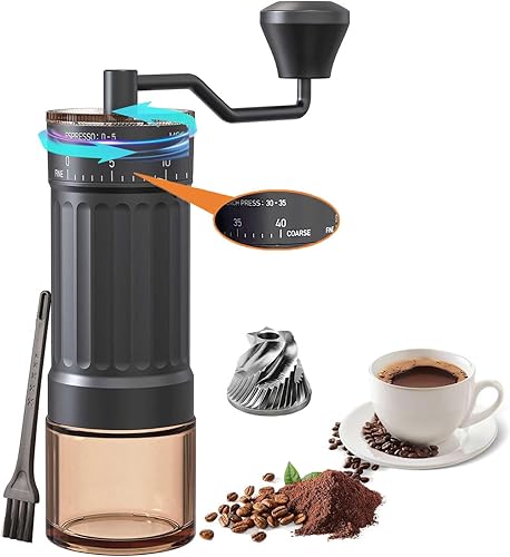 Miniatura 1 de Molinillo de café de rebabas, molinillo de café manual con 40 ajustes, molinillo de rebabas portátil de acero inoxidable para expreso, vertido,