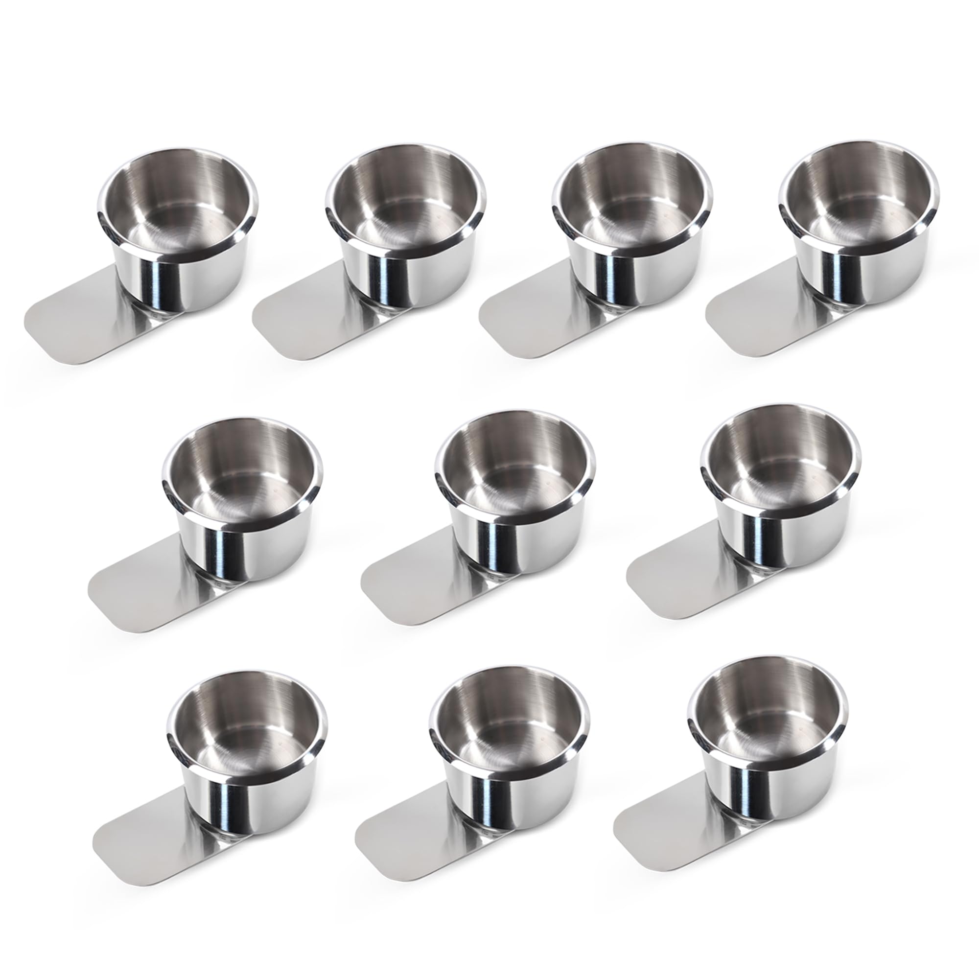 GSE Games & Sports Expert Stainless Steel Cup Holder, Jumbo Drop-in Cup Holder for Casino Poker Tables, Work Desks, Boats, RVs, & Trucks (Slide Under, Jumbo, 10-Pack)