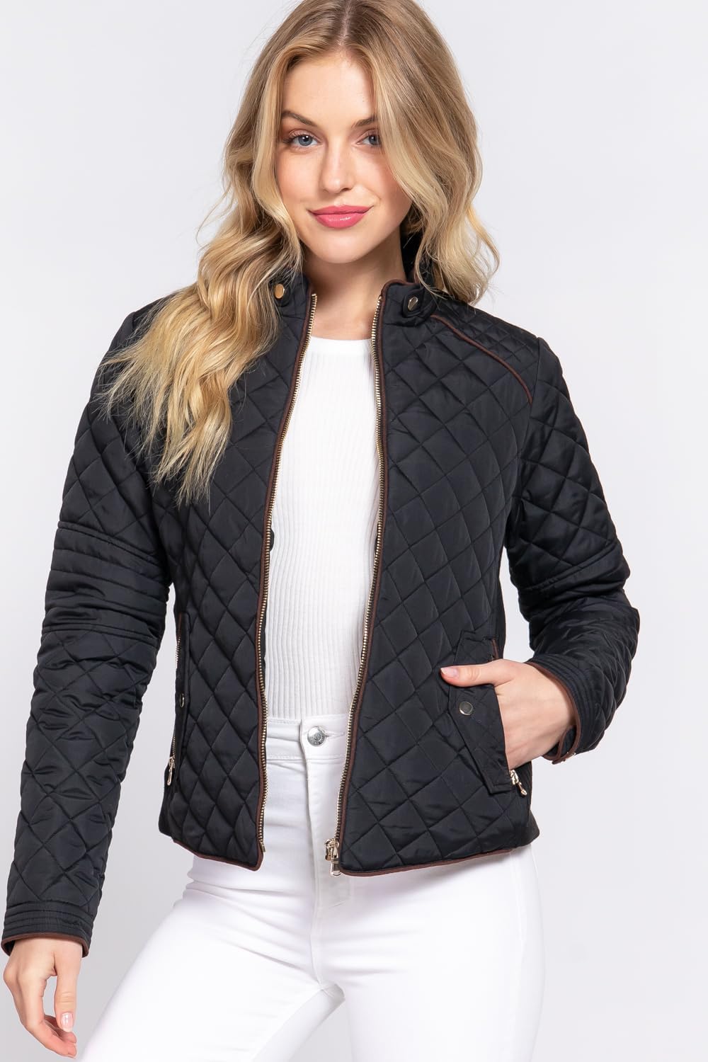 NE PEOPLE Womens Lightweight Quilted Zip Jacket (S-3XL) - Image 2