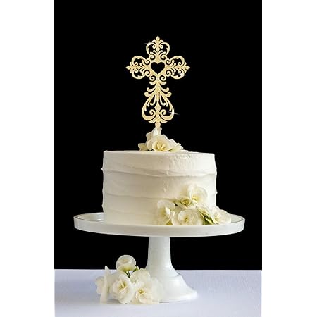 Croix Pour Decoration De Gateau Argentee Pour Mariage Premiere Communion Bapteme Devouement Eglise Souvenir Dore Amazon Fr Cuisine Et Maison