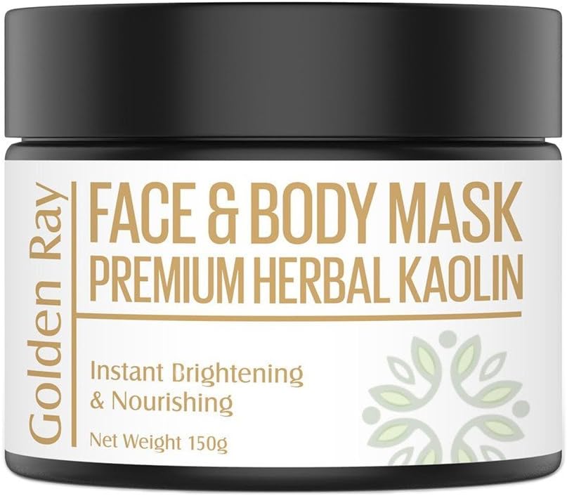 AMERTA Golden Ray Natural Face and Body Mask, Instantly Brightening & Nourishing, With Kaolin, Turmeric (Curcuma), Papaya, Lemon, and Tea Tree Oil