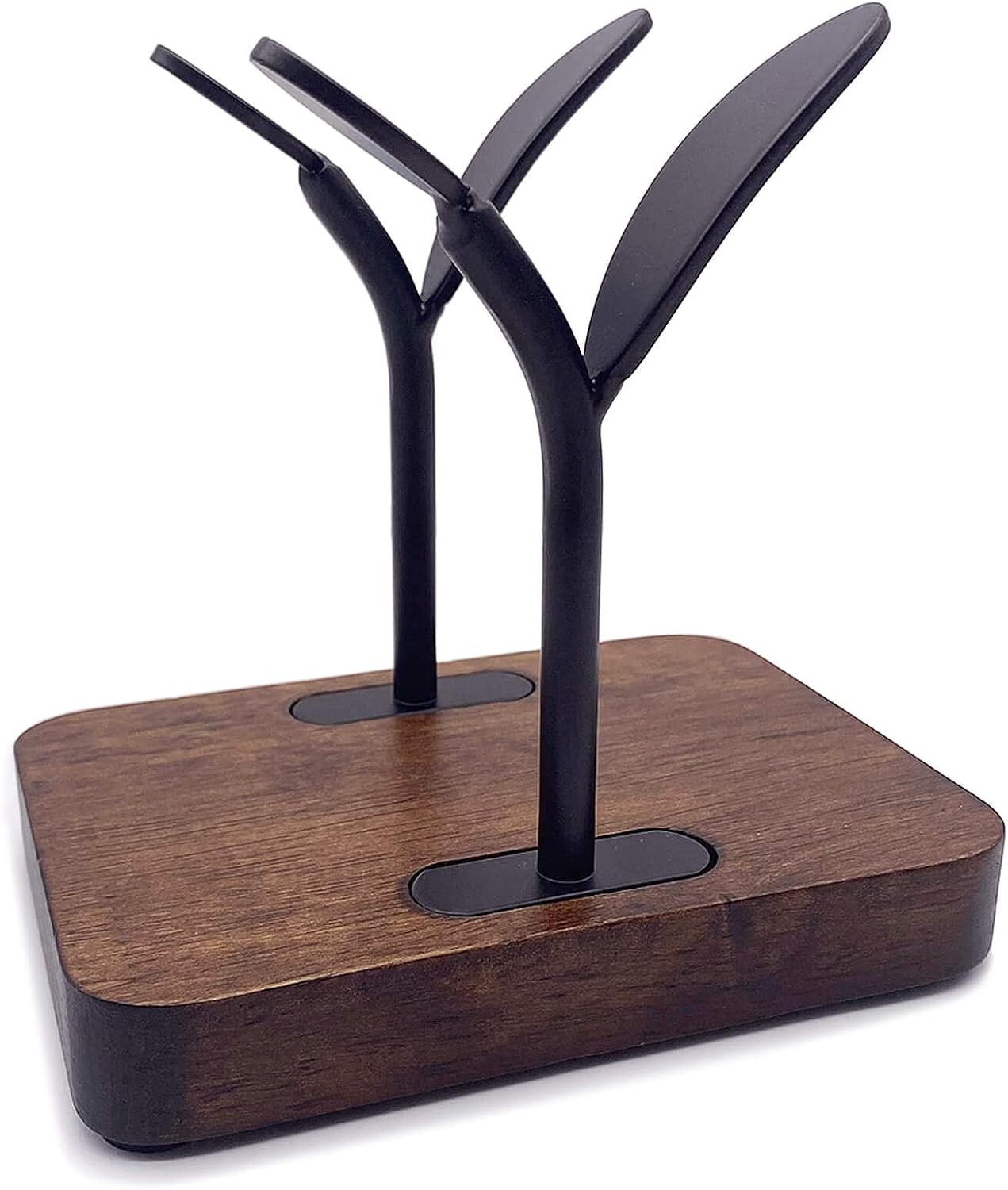 Leaf Napkin Holder, Wooden Napkin Holder for Tables, Freestanding Tissue Dispenser for Kitchen Countertop, Dining, Picnic Table, Indoor & Outdoor Use, Home Decor, Modern, Sturdy, Easy Assembly, Black