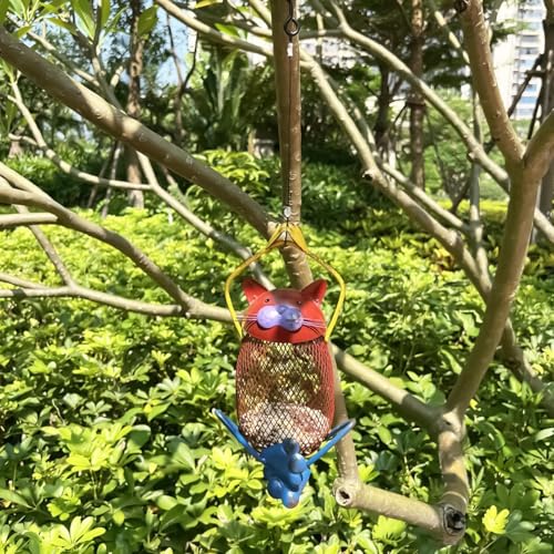 Mangeoire à oiseaux en métal en forme de chat robuste et durable - 3