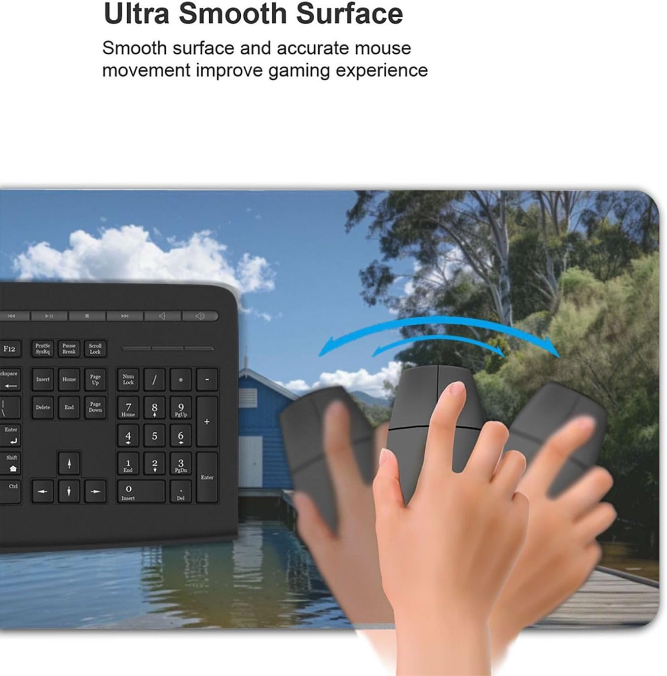 マウスパッド 風景 XXL 1000 x 500 x 4mm 湖 大型ゲーミング エッジステッチ 滑り止めゴム台座 オフィス適用 デ