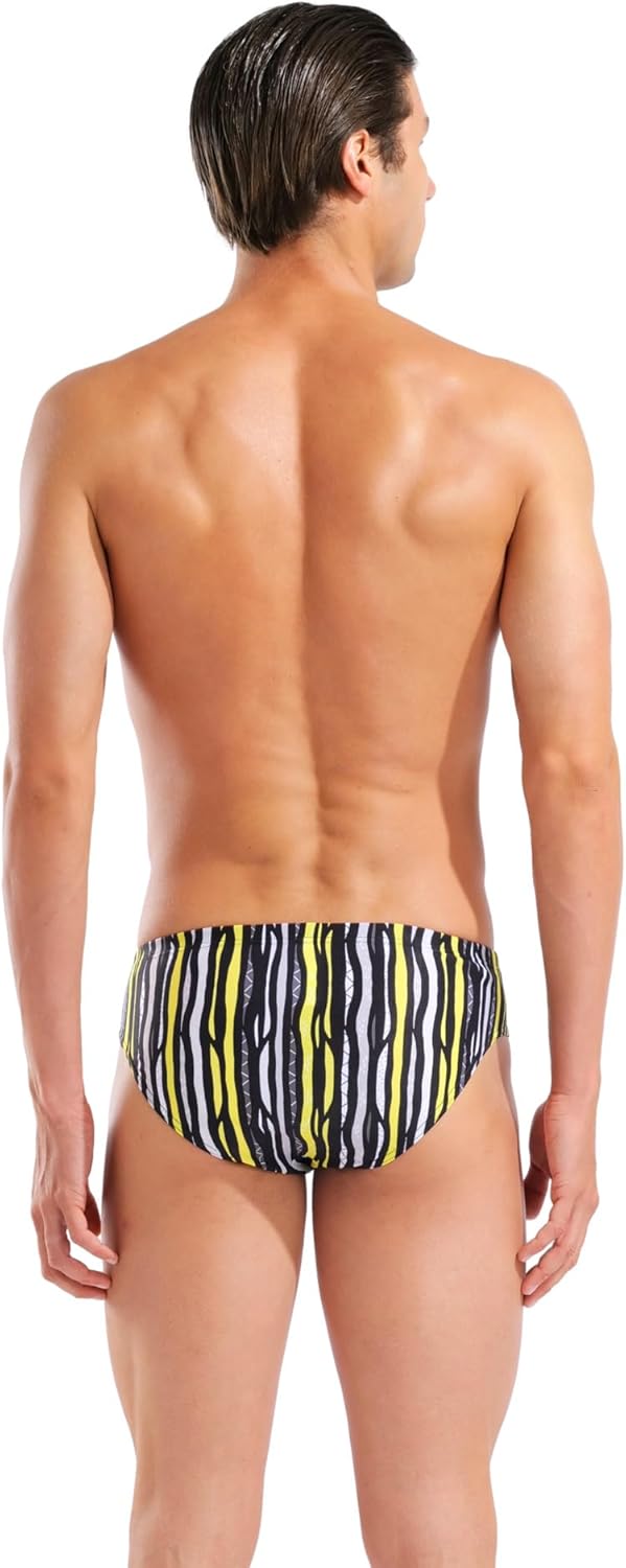 Arena Men's Performance Stripes Swim Briefs Chlorine Resistant Long Lasting Sports Bathing Suit