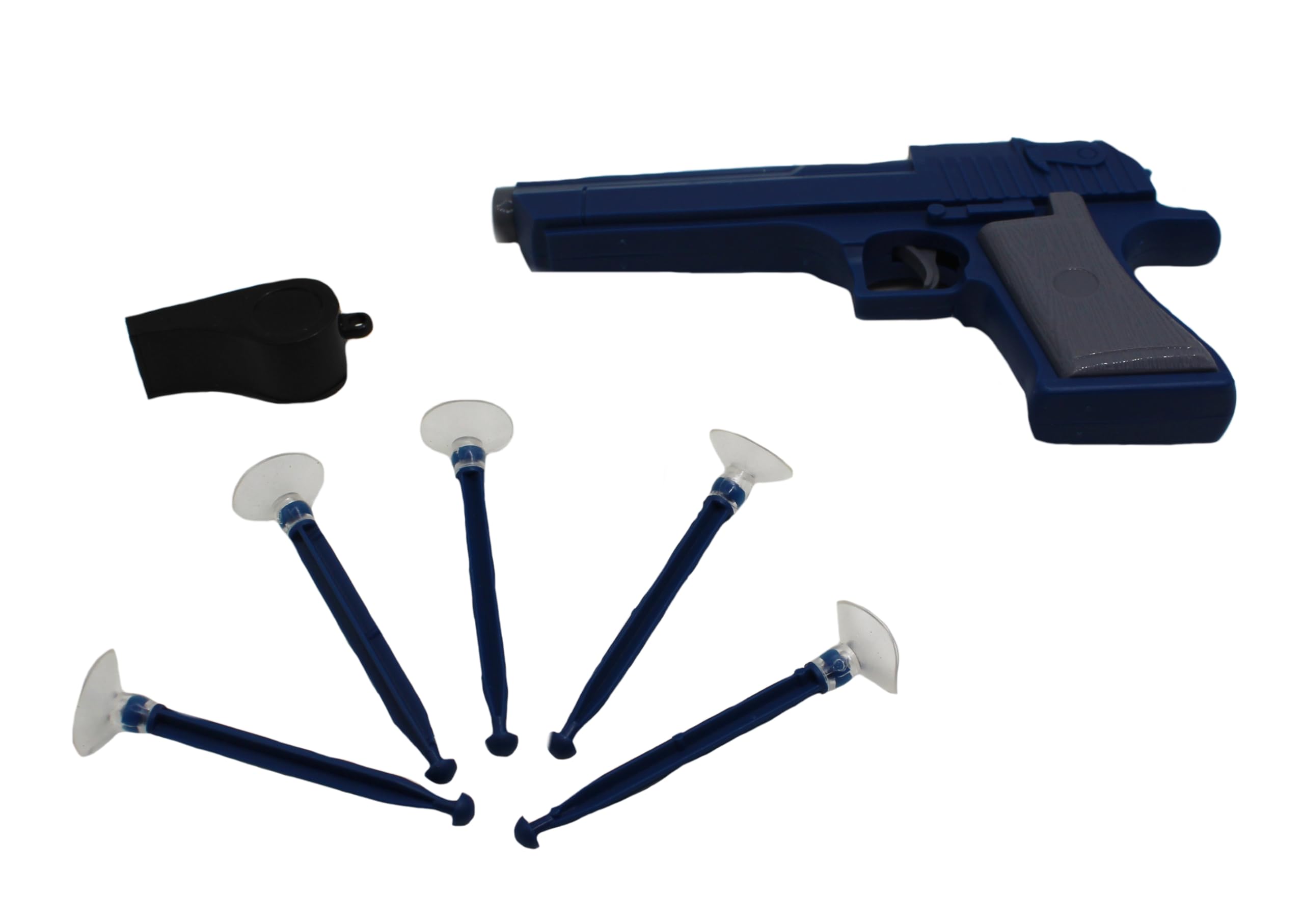 Neoinsta Medium Size Plastic Realistic Manual Gun Toy for Kids with 5 Free Dart Bullets|one Plastic Goggle|one Whistle|Weapon Toy|Pistol Toy|Single Barrel|Shooting Gun Toy (Dark Blue) - Image 2 thumbnail