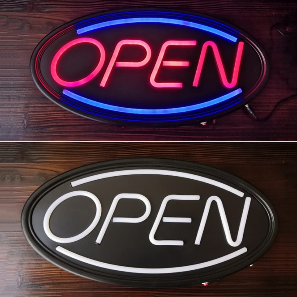 Señal LED Abierta Luz Creativa de la Decoración de la Pared 19 X 10 en Cartel Abierto para Empresas con Tres Modos de Luz Intermitente y Constante Potencia Ideal y Enchufable Decoración Casa