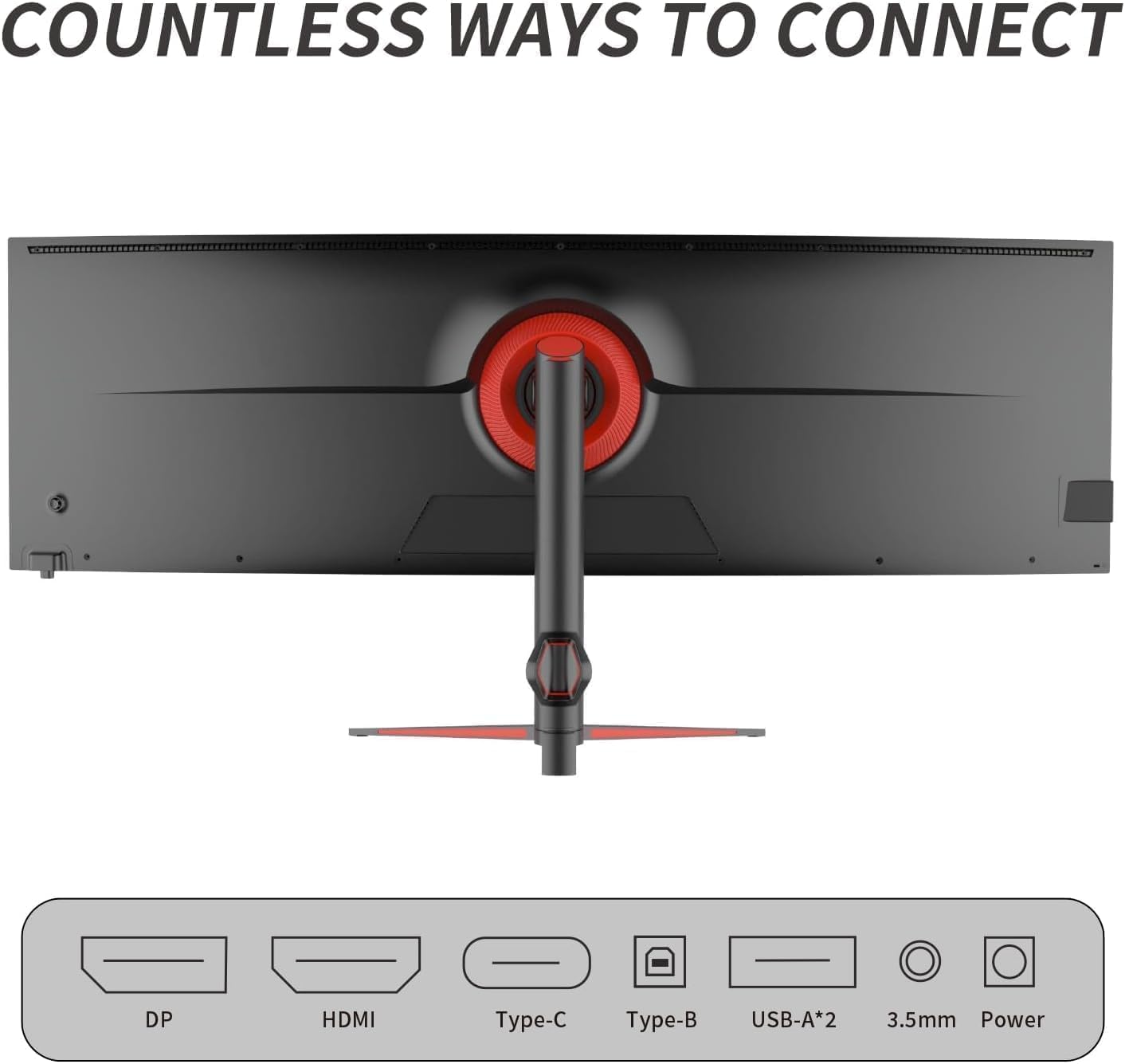 YOGAES Monitor Curvo Ultrapanorámico 49", 5120x1440 Dual QHD, IPS 3800R, HDR400, USB-C, Altavoces Integrados, Ajuste de Altura, VESA 100x100, Compatible con G-Sync(144hz)
