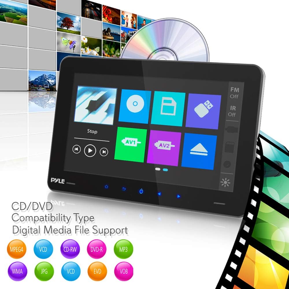 Rеvіеw Car Headrest Mount DVD Monitor - 9.4 Inch Vehicle DVD Video Player,USB TF Card AV Input | Headphone Output, Touch Digital Screen, Easy Mounting Brackets Included - Pyle PLDHR924