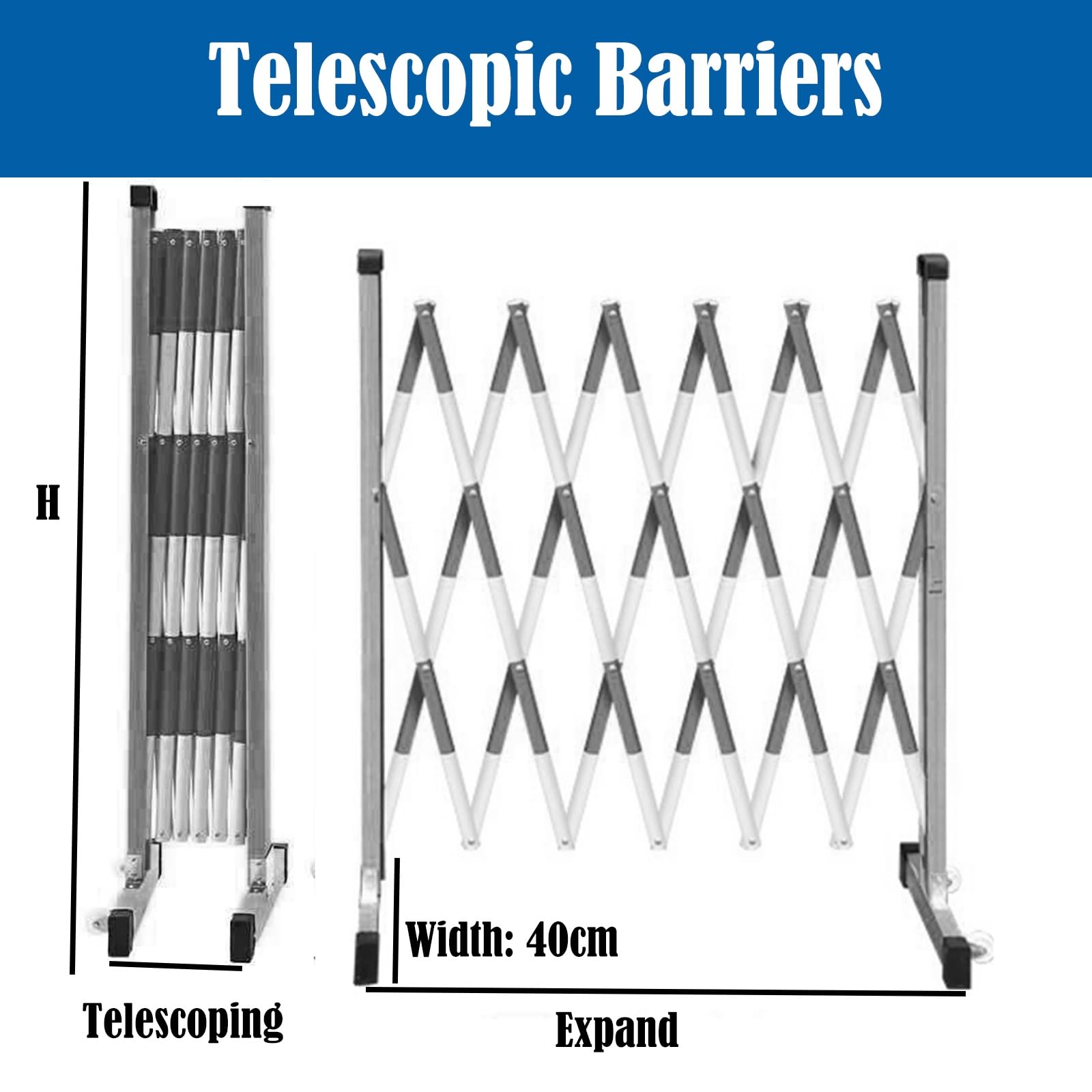 Barricada Móvil Expandible Barrera De Seguridad Portátil Para Empresas, Barricada De Mantenimiento Temporal Para Control De Multitudes, Barreras De Seguridad Expandibles(Black+yellow,L 2.5m)