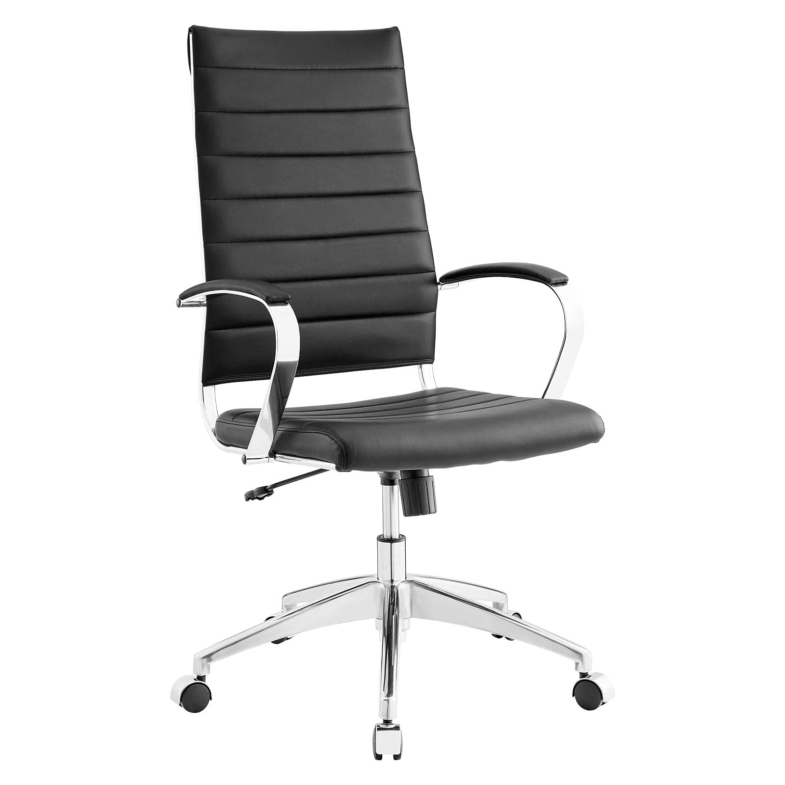 Modway Jive Ribbed High Back Tall Executive Swivel Office Chair With Arms In Black